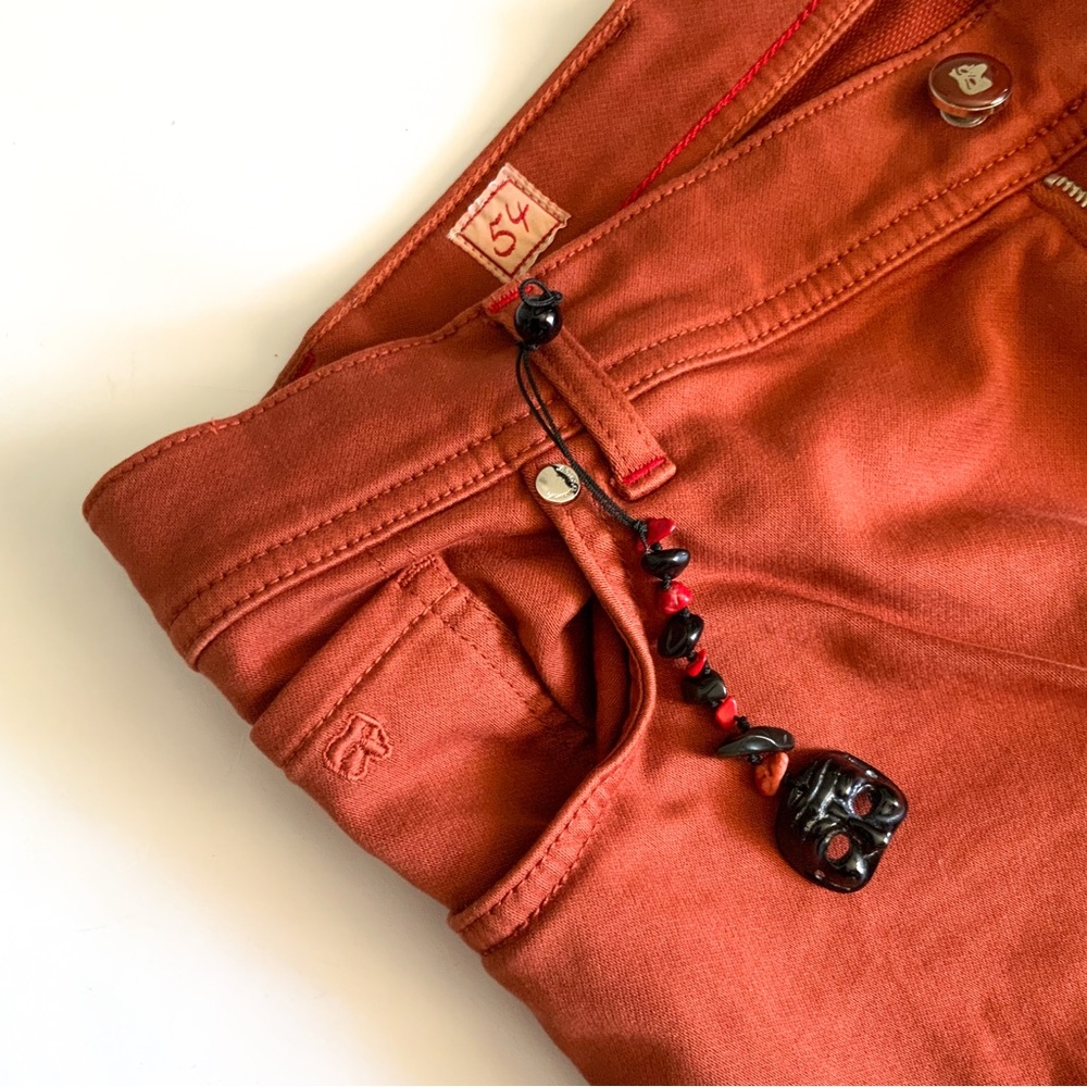 Pescarolo Rust Orange Cotton Pants Made in Italy - Picture 8 of 12